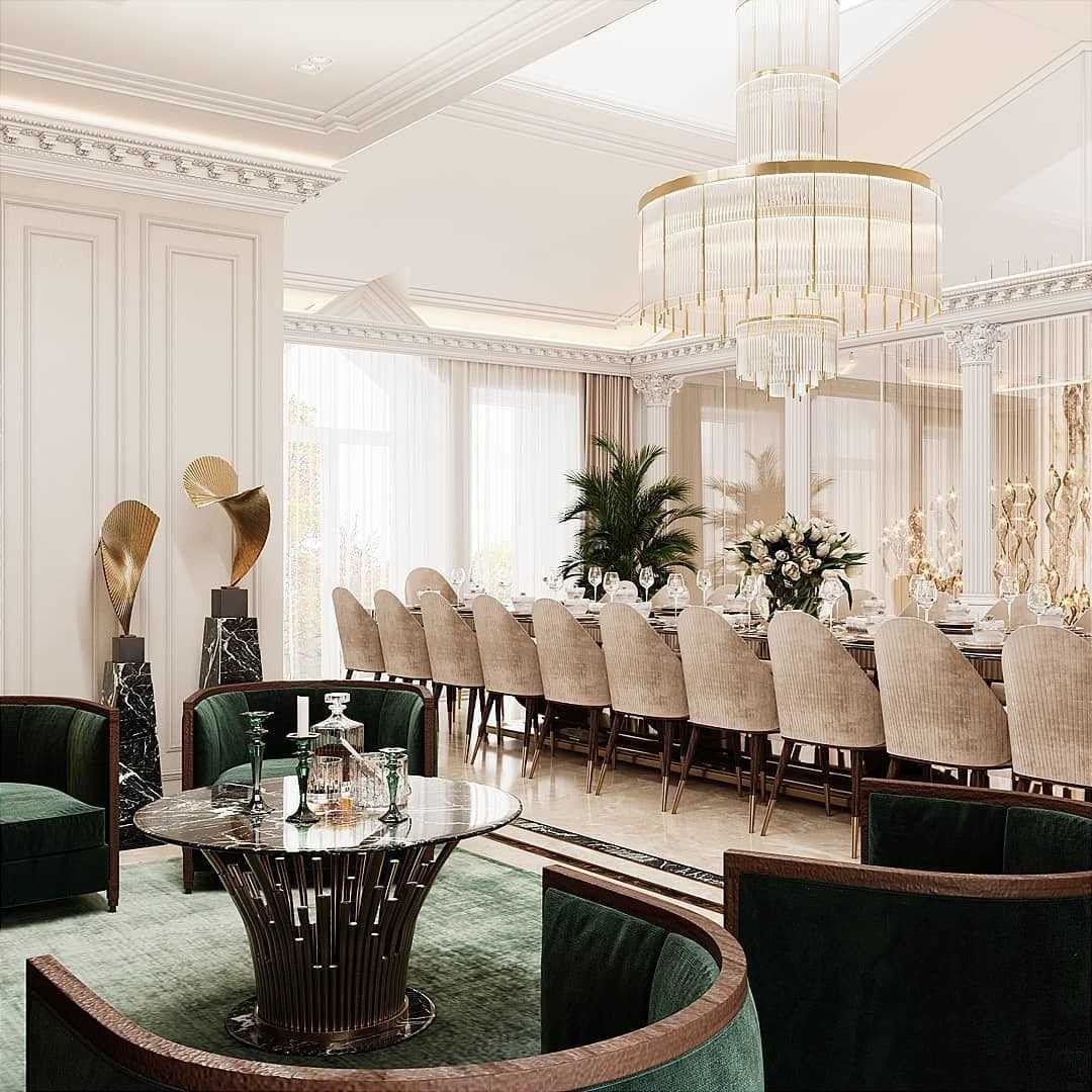 Pharo chandelier in opulent dining room