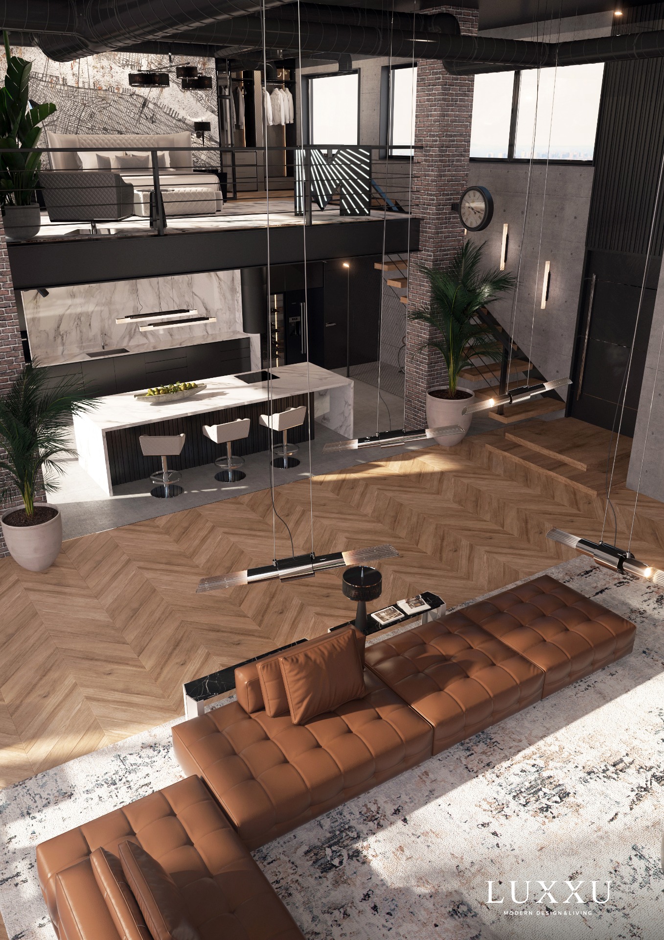 Living Room Design - An Industrial And Stylish Ambiance By Luxxu