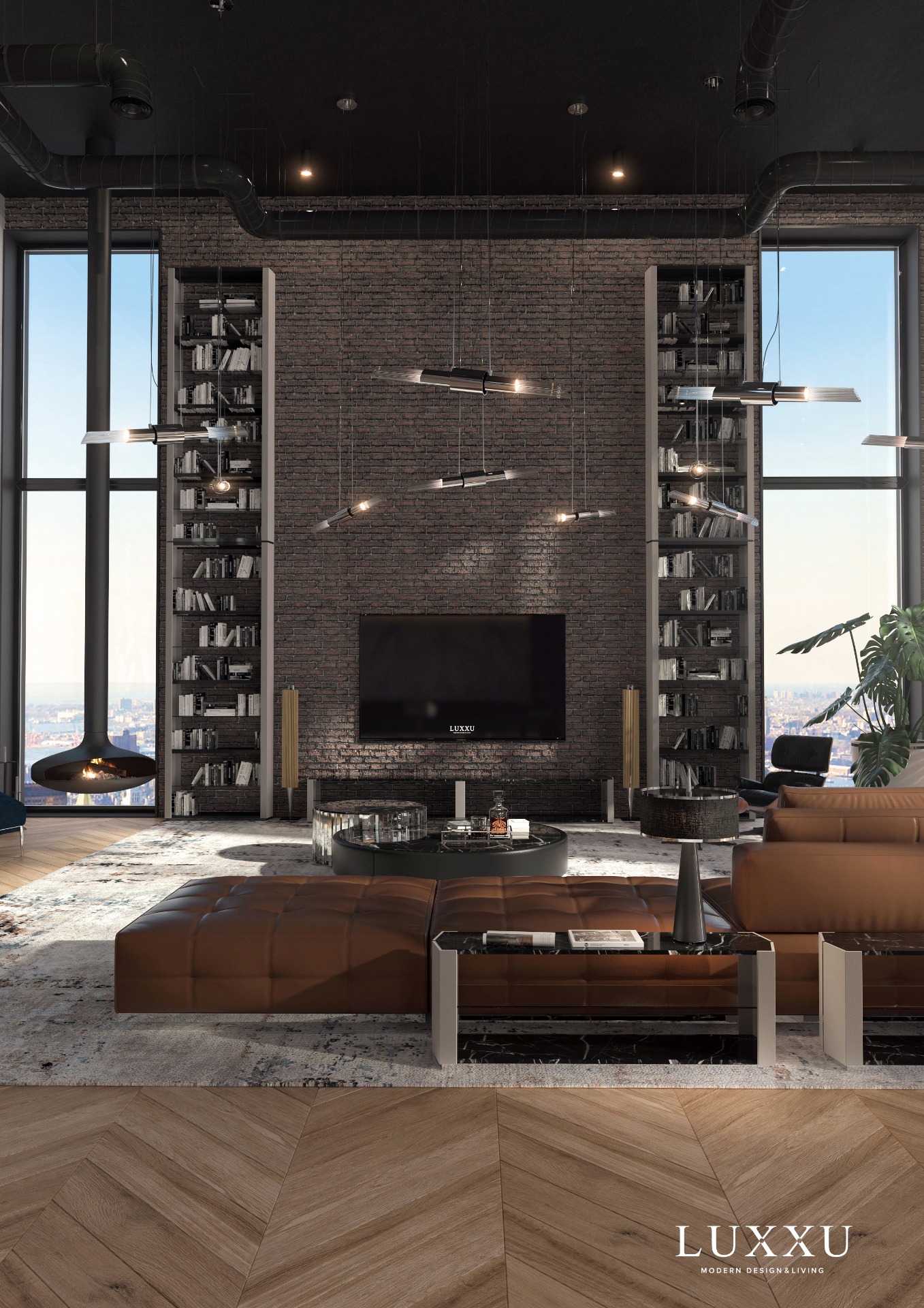 Living Room Design - An Industrial And Stylish Ambiance By Luxxu
