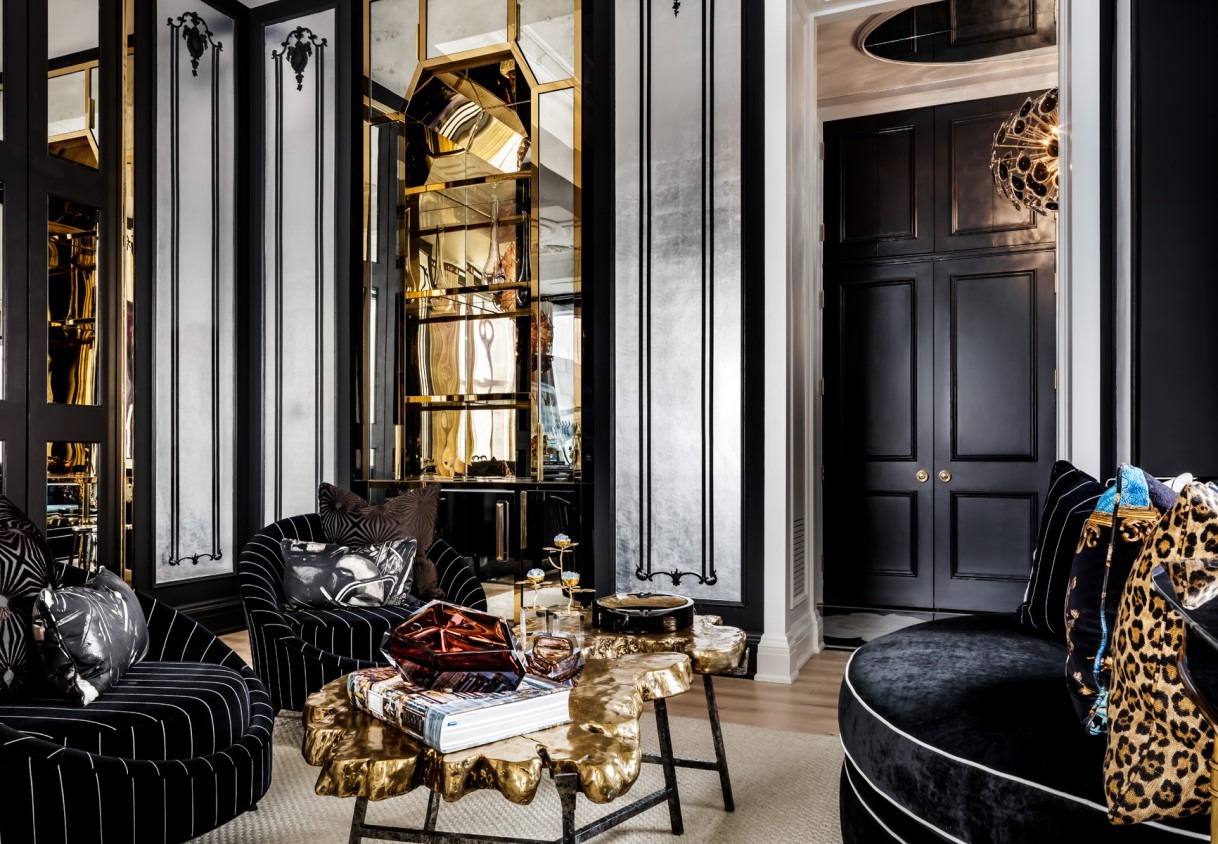 Black and gold entryway