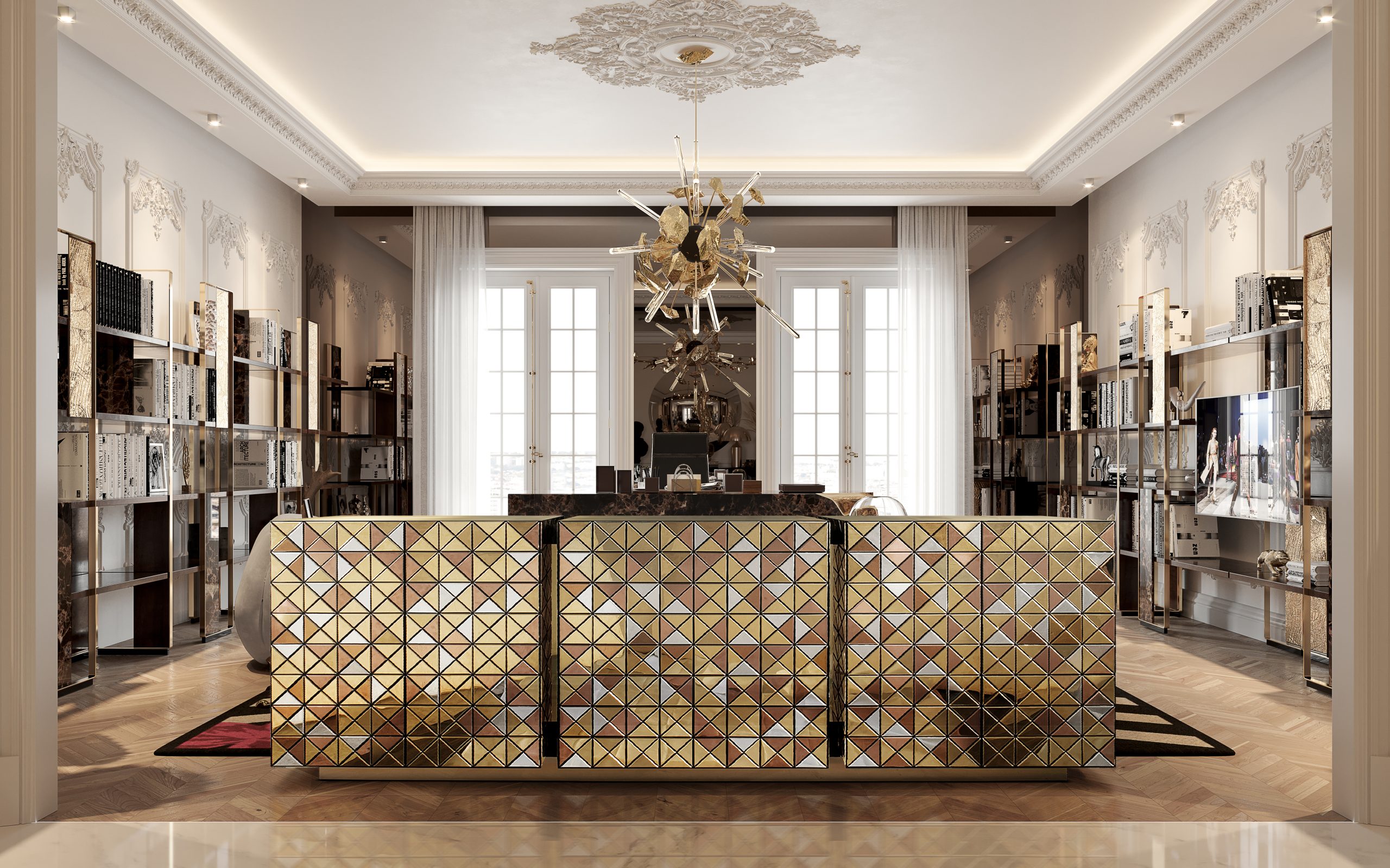 Office Designs with a pixel sideboard