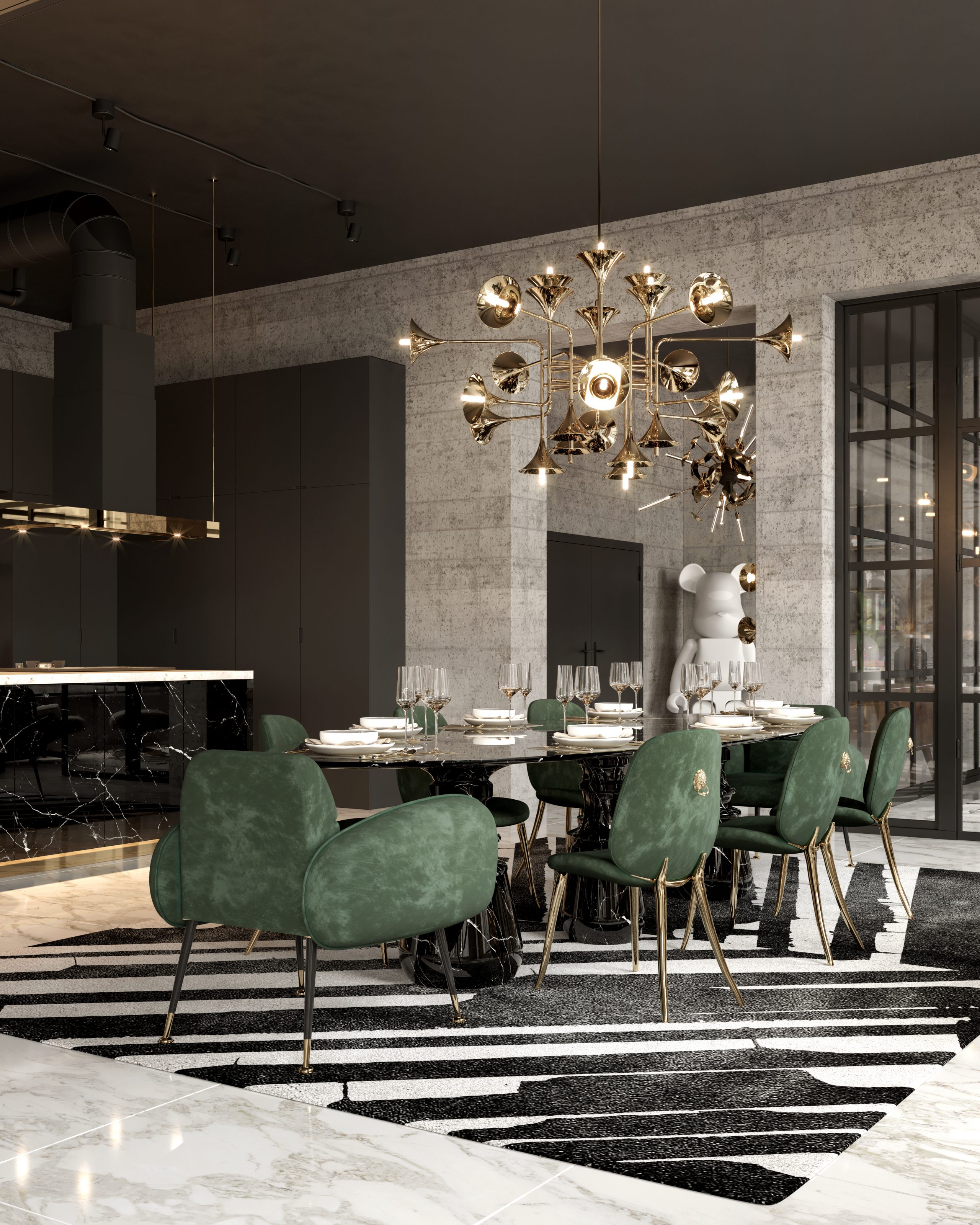 7 Luxurious Dining Rooms With Green Dining Chairs