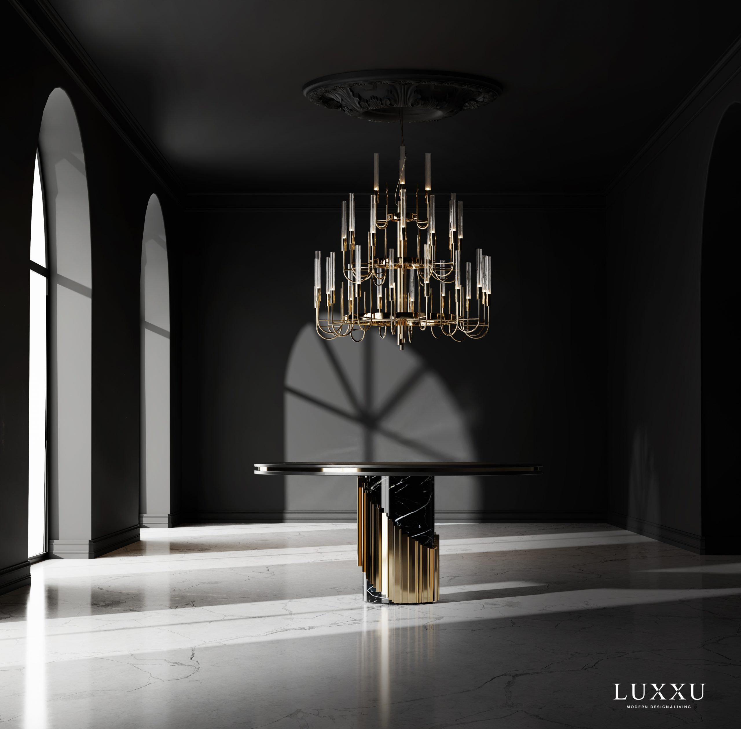 Inspirations By Luxxu - Gala Susoension paired with Littus Dining Table