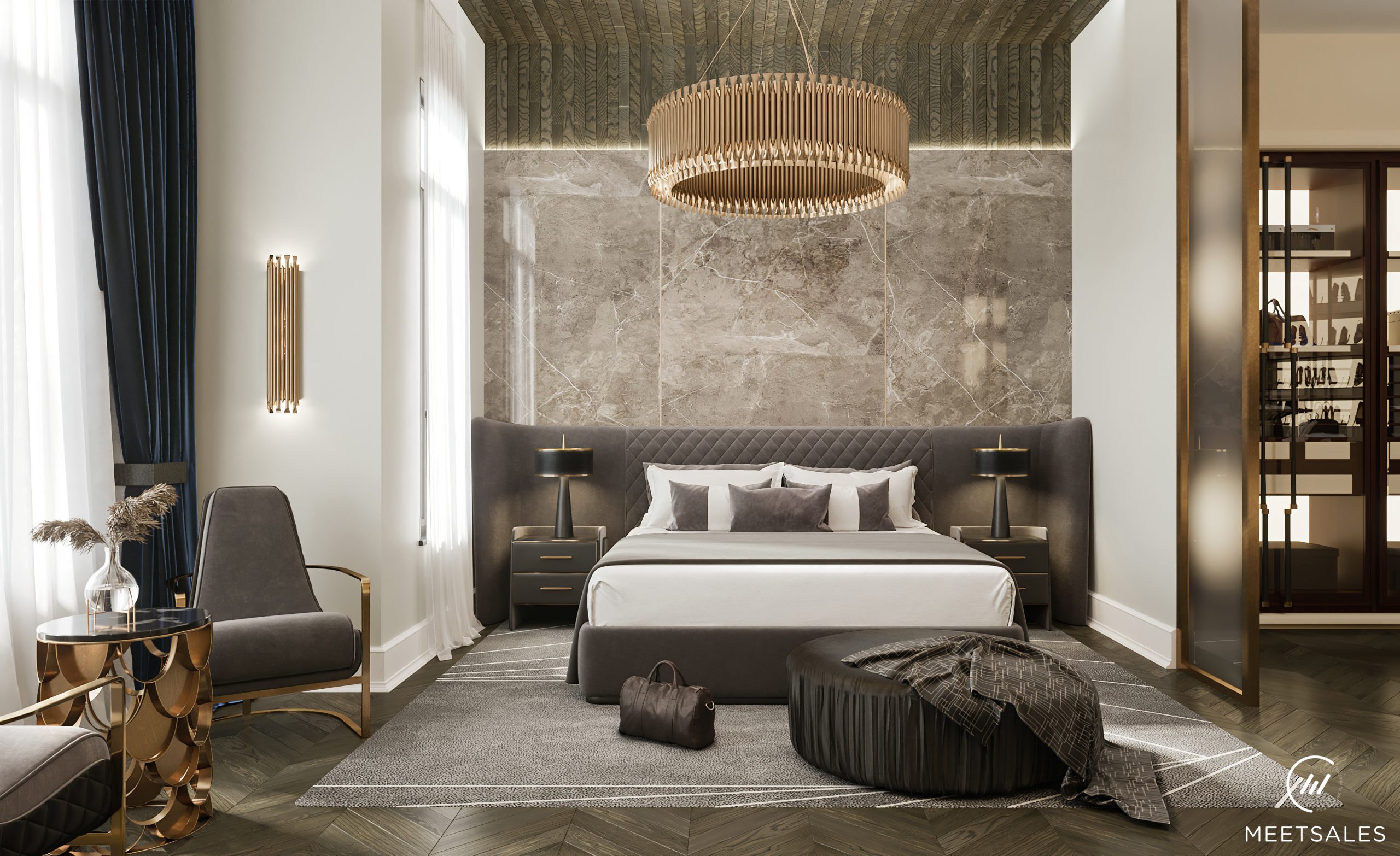 a modern clasic luxury bedroom in chelsea