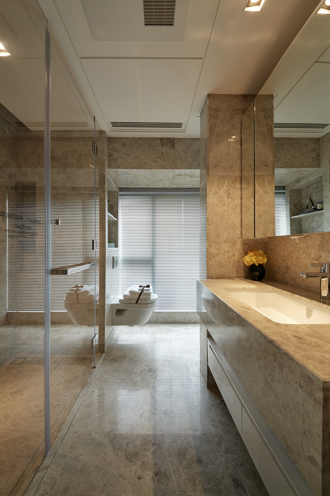 7 Modern Bathrooms with these marble  bege stone