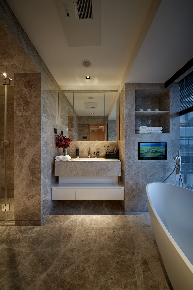 7 Modern Bathrooms With Ricky Wong, with this environment in bege