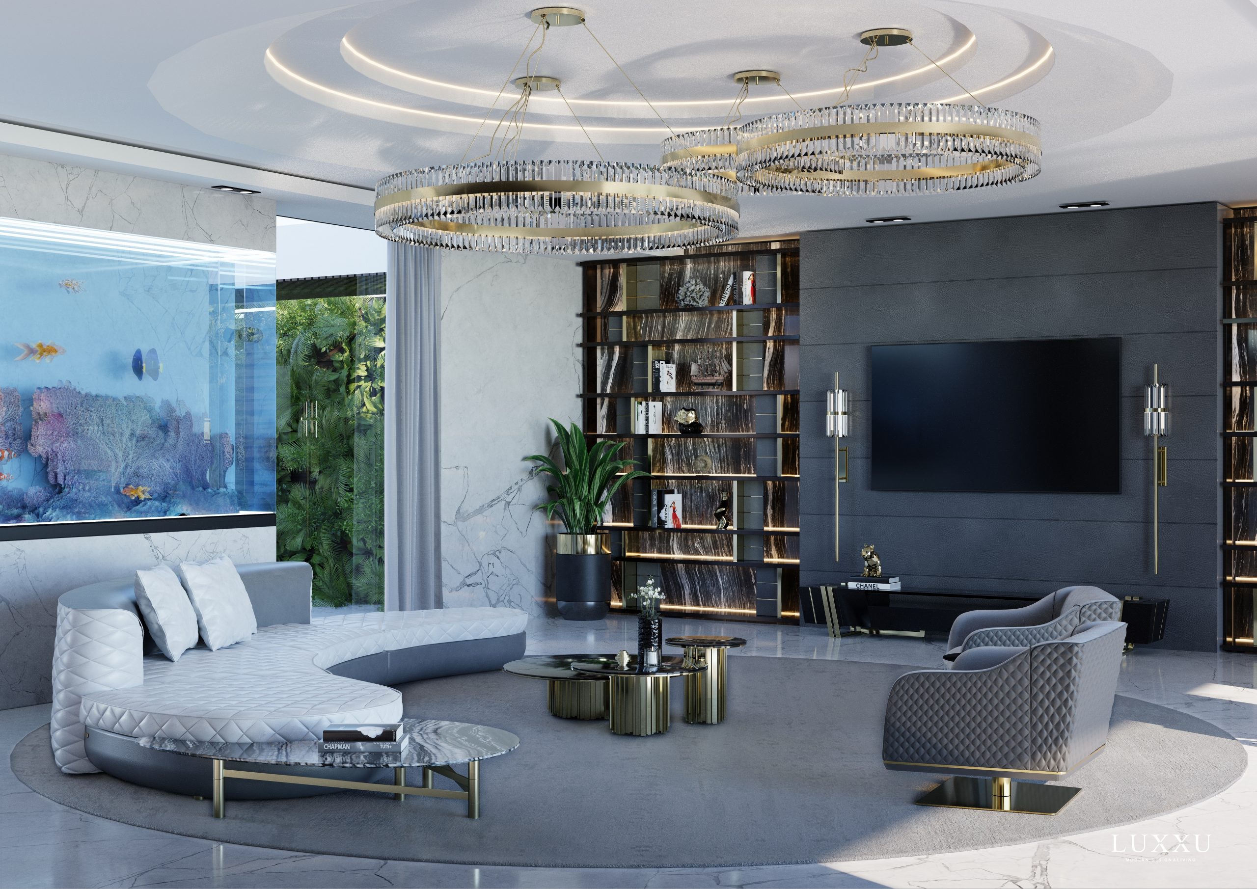 Interior Design Trends in Luxxu's living room in a multi million miami property