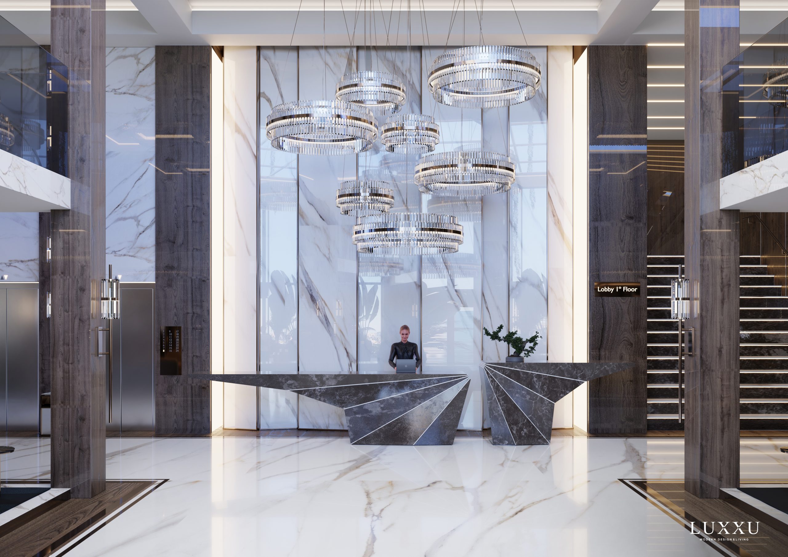 Opulent Hospitality Design with a bespoke lobby counter