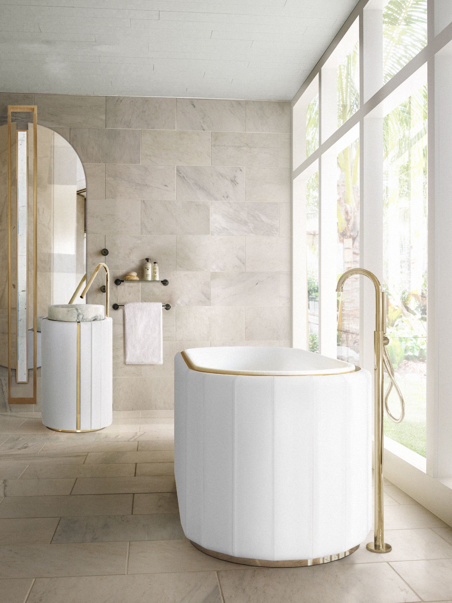 Bathroom Designs - luxurious bathroom in white color pallete