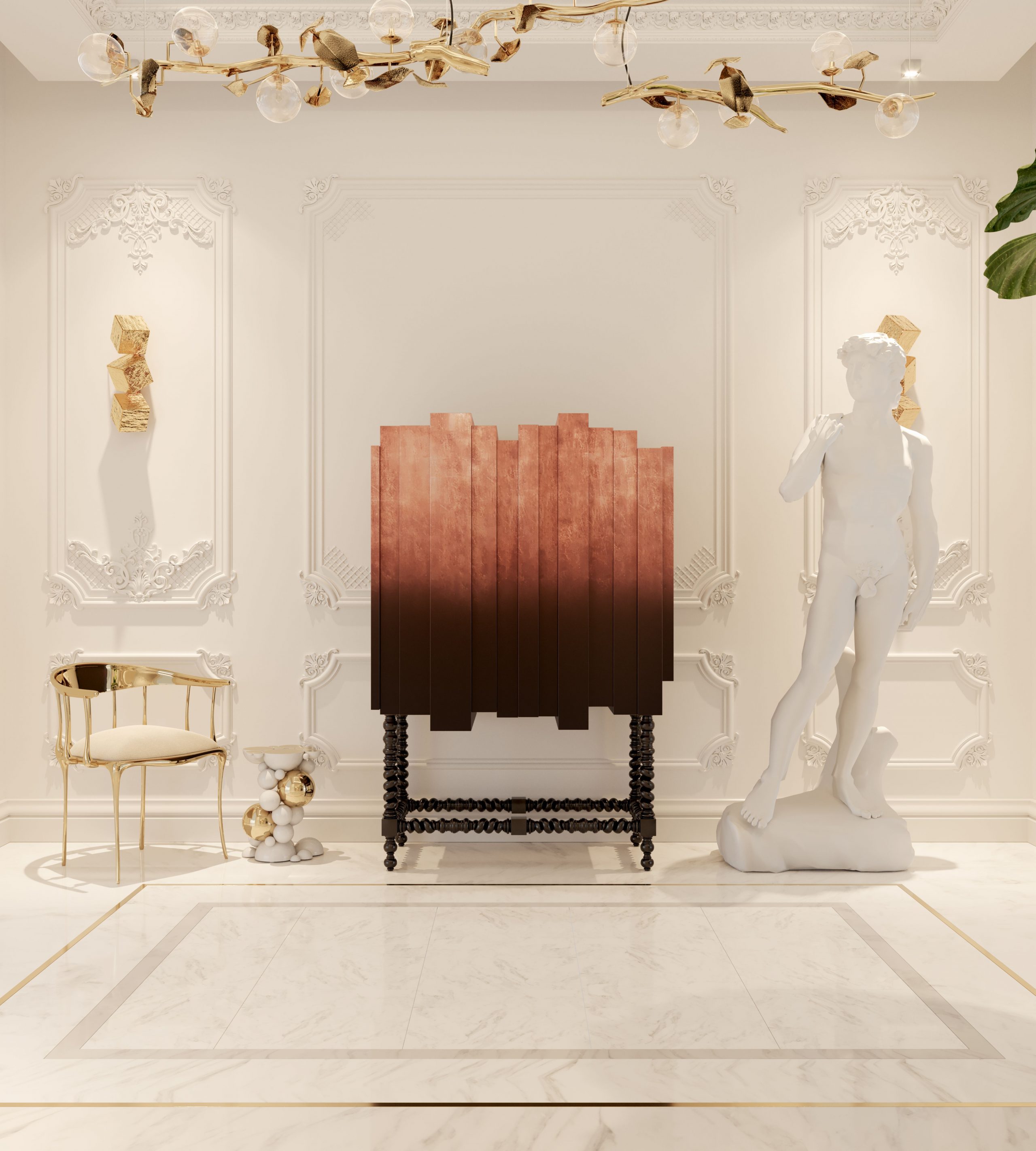 Admire a D. Manuel bar cabinet in a white ambiance