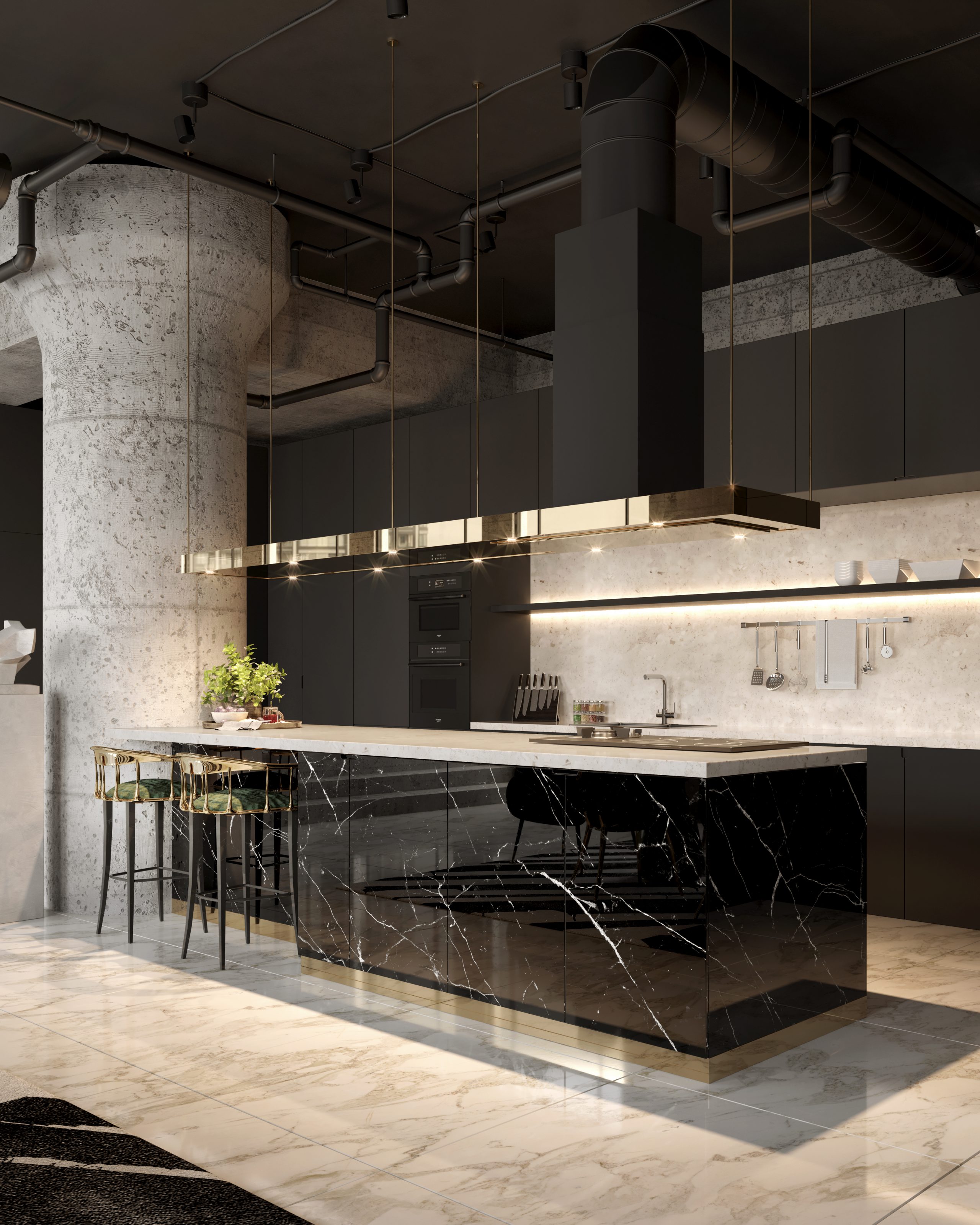 Unique Kitchen Decorations With black marble counter