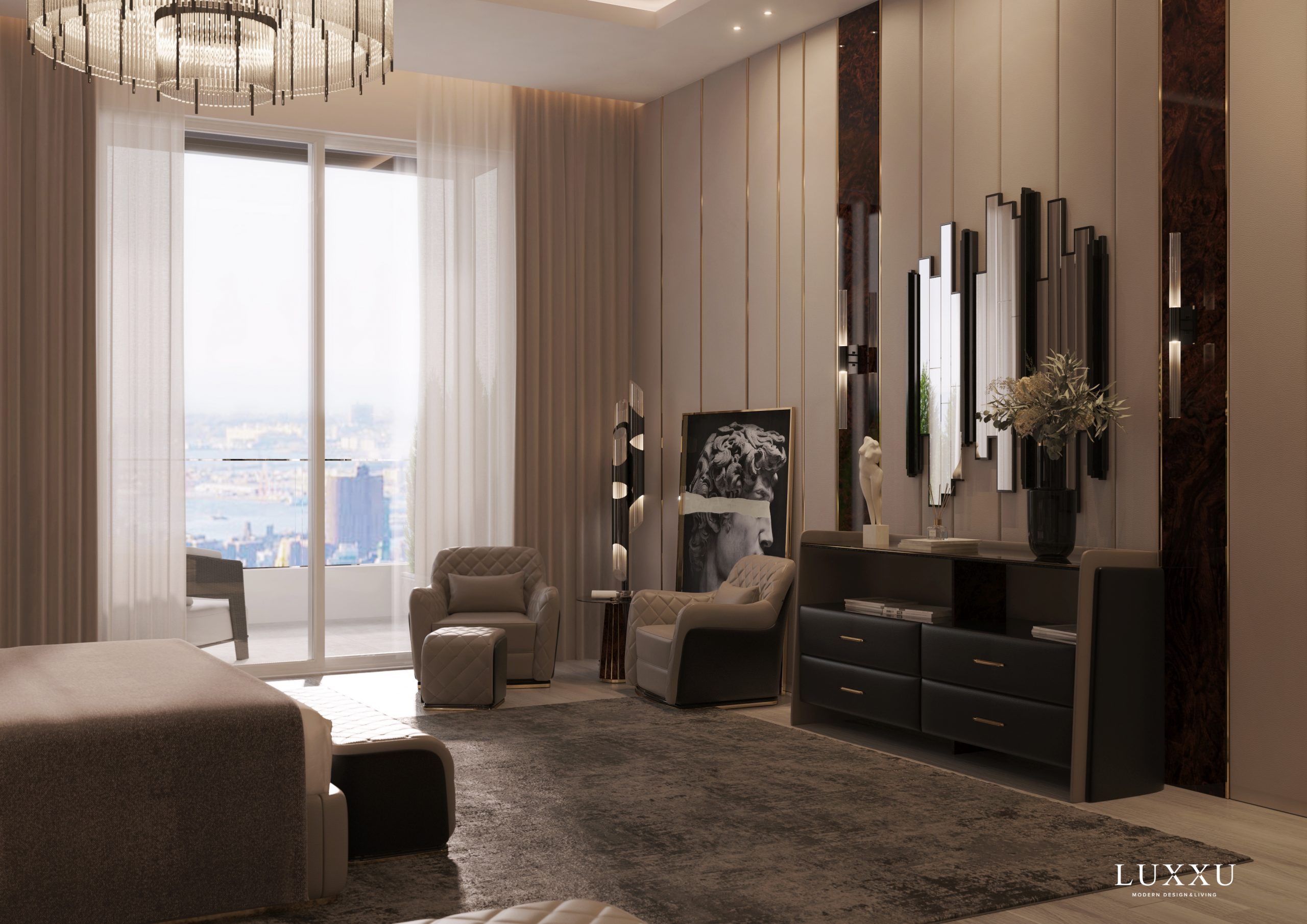 Modern Bedroom Design with empire mirror