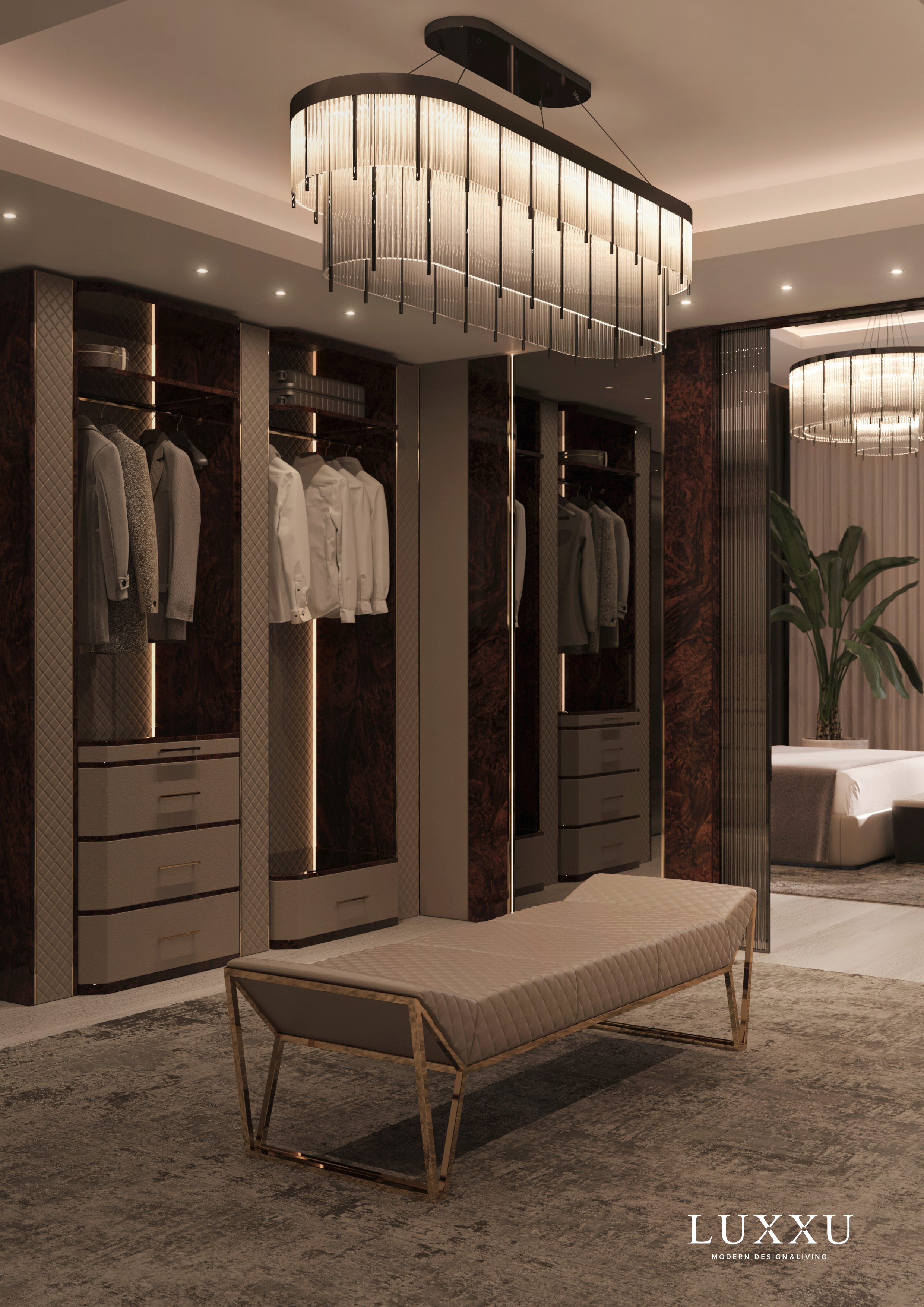 Modern Bedroom Design with prisma ottoman