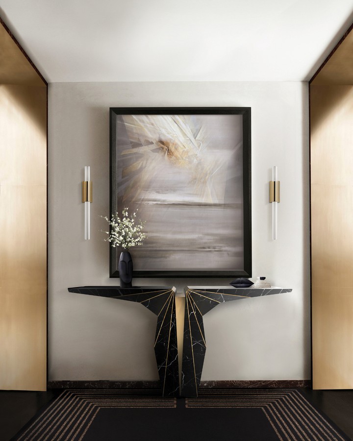 The suspension console on this luxury wall