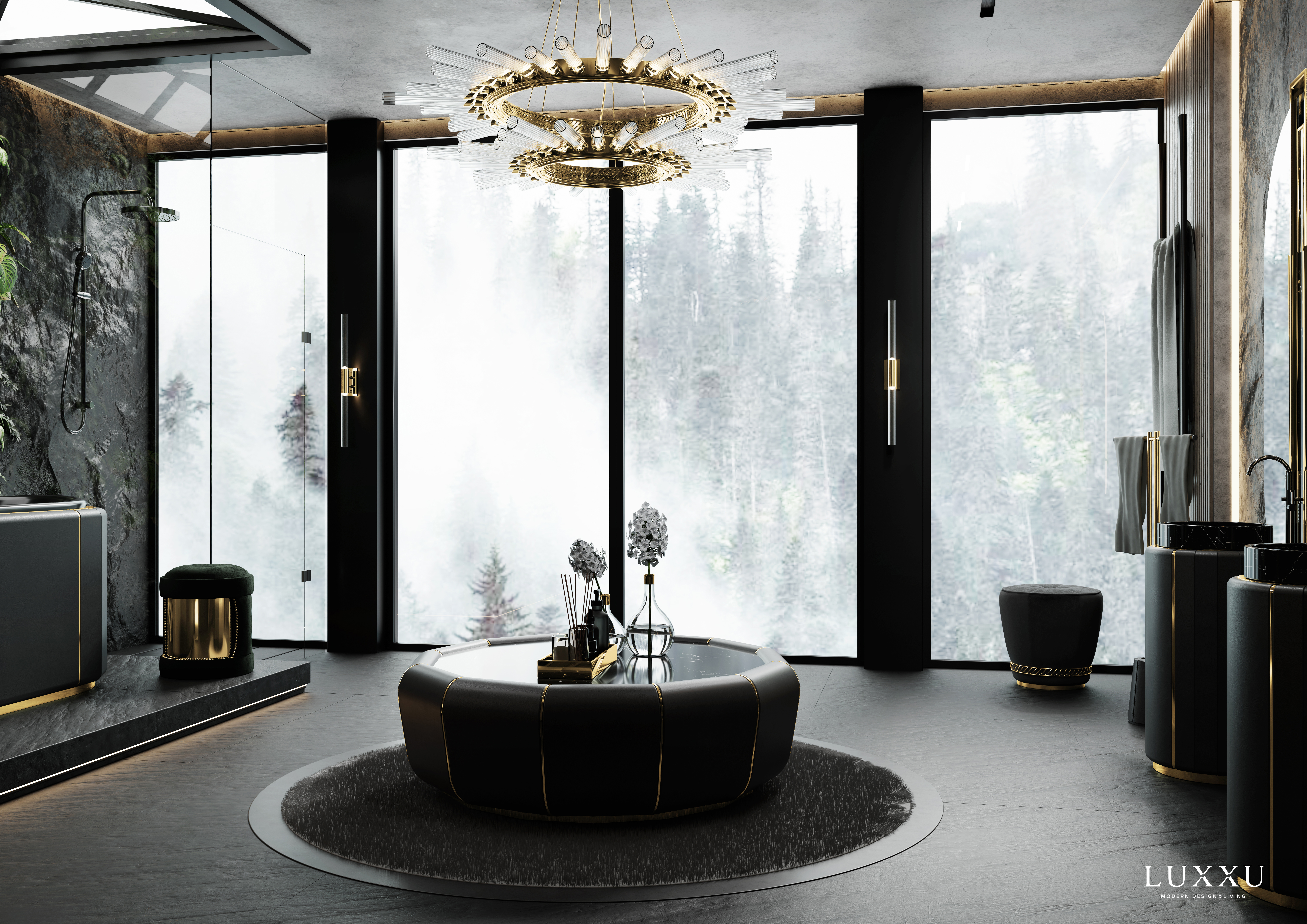 Luxury Bathroom Design with majestic suspension