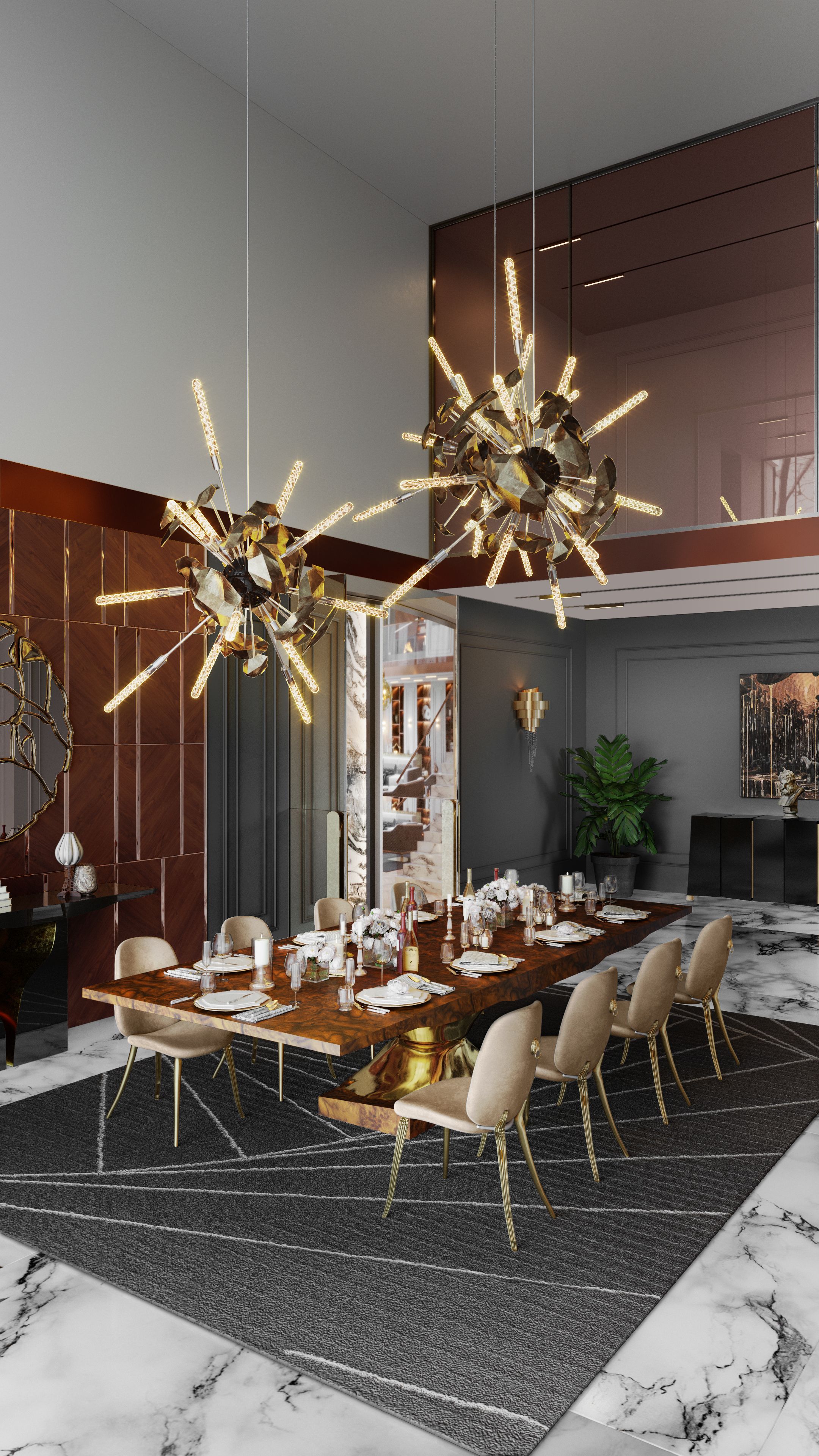 Stunning dining room decoration by Covet House, one of the 10 amazing living room design inspirations Stunning dining room decoration by Covet House, one of the 10 amazing living room design inspirations