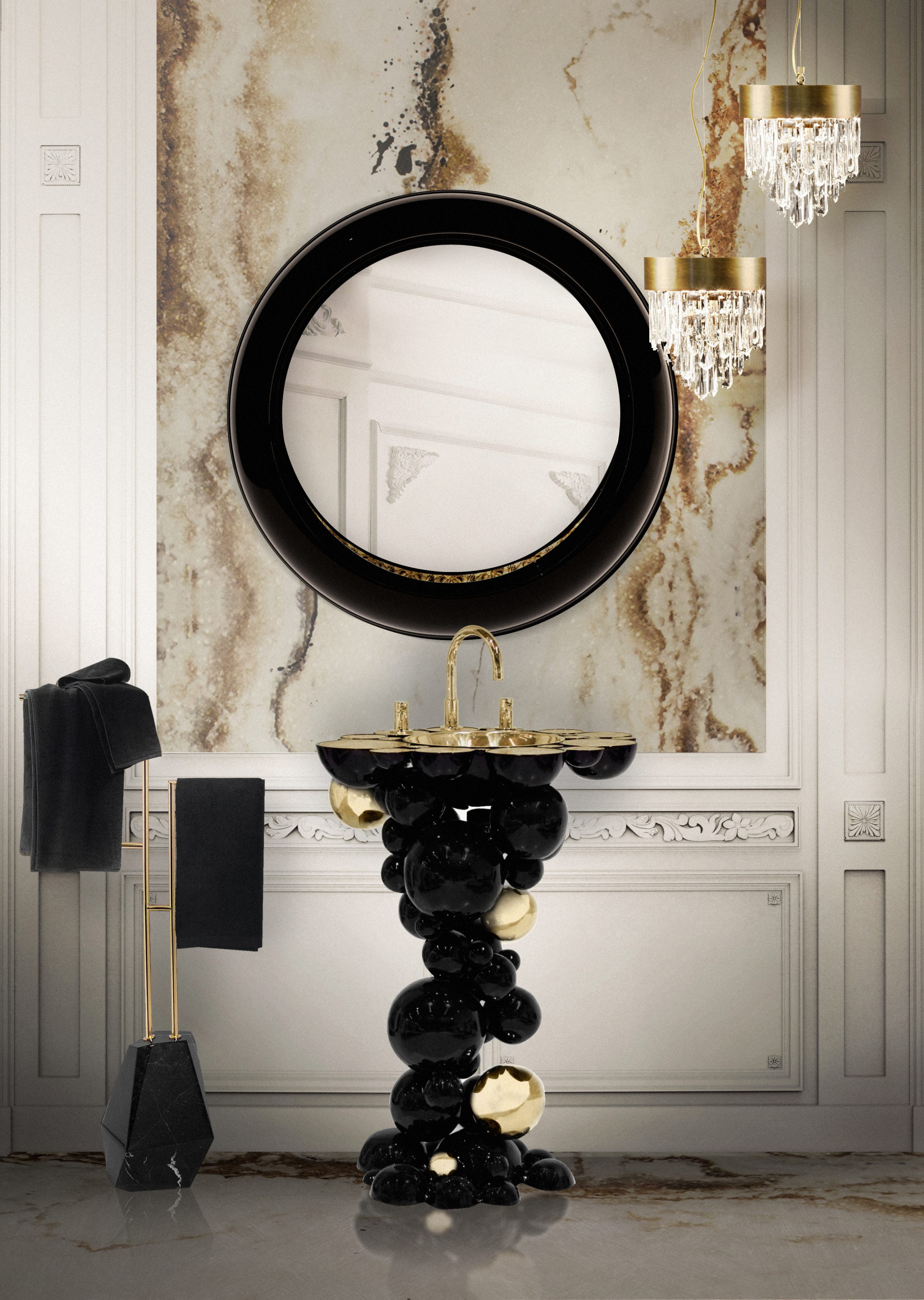 black and gold bathroom design
