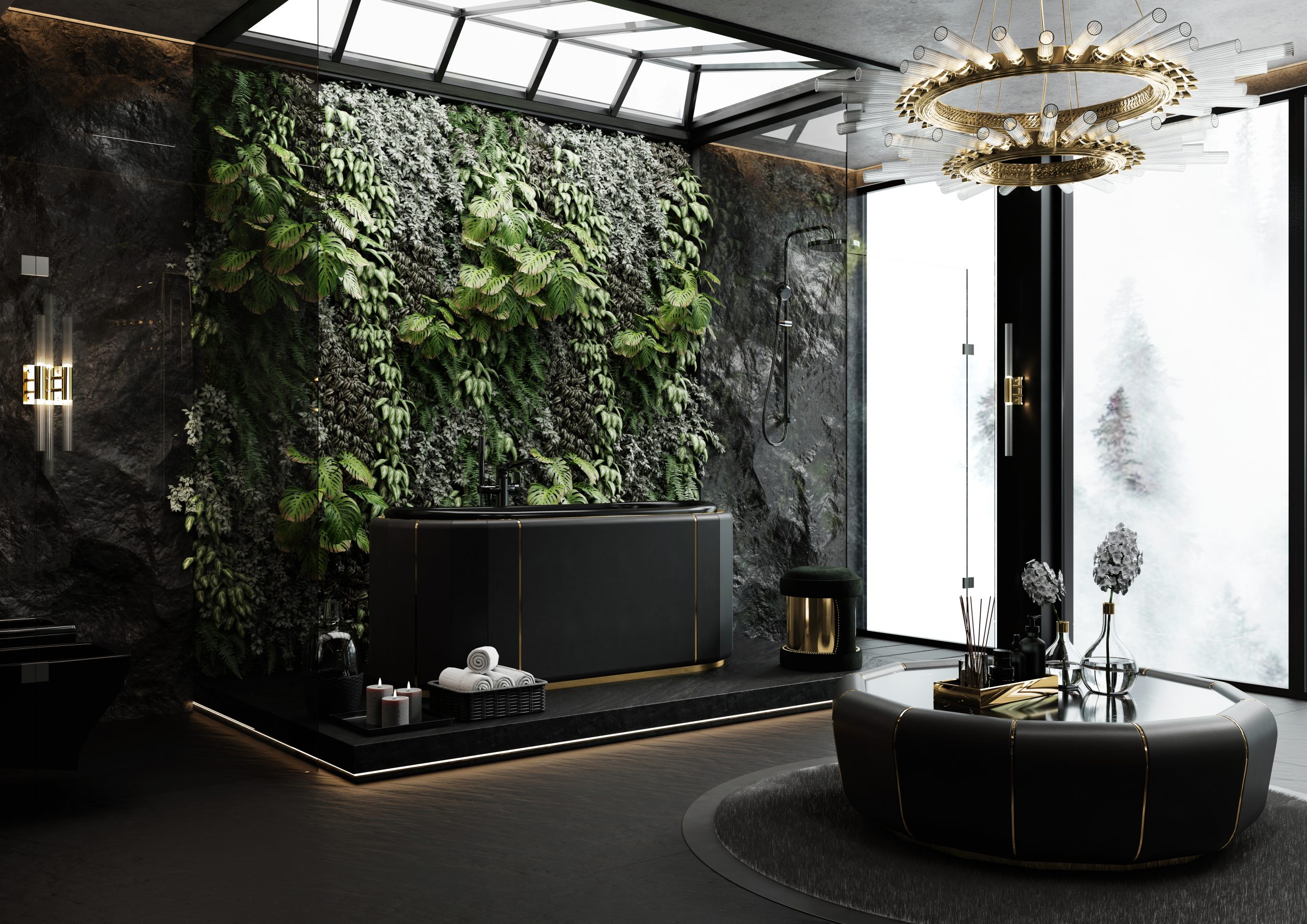 luxury houses have stunning black marble bathrooms like the one in mont blanc