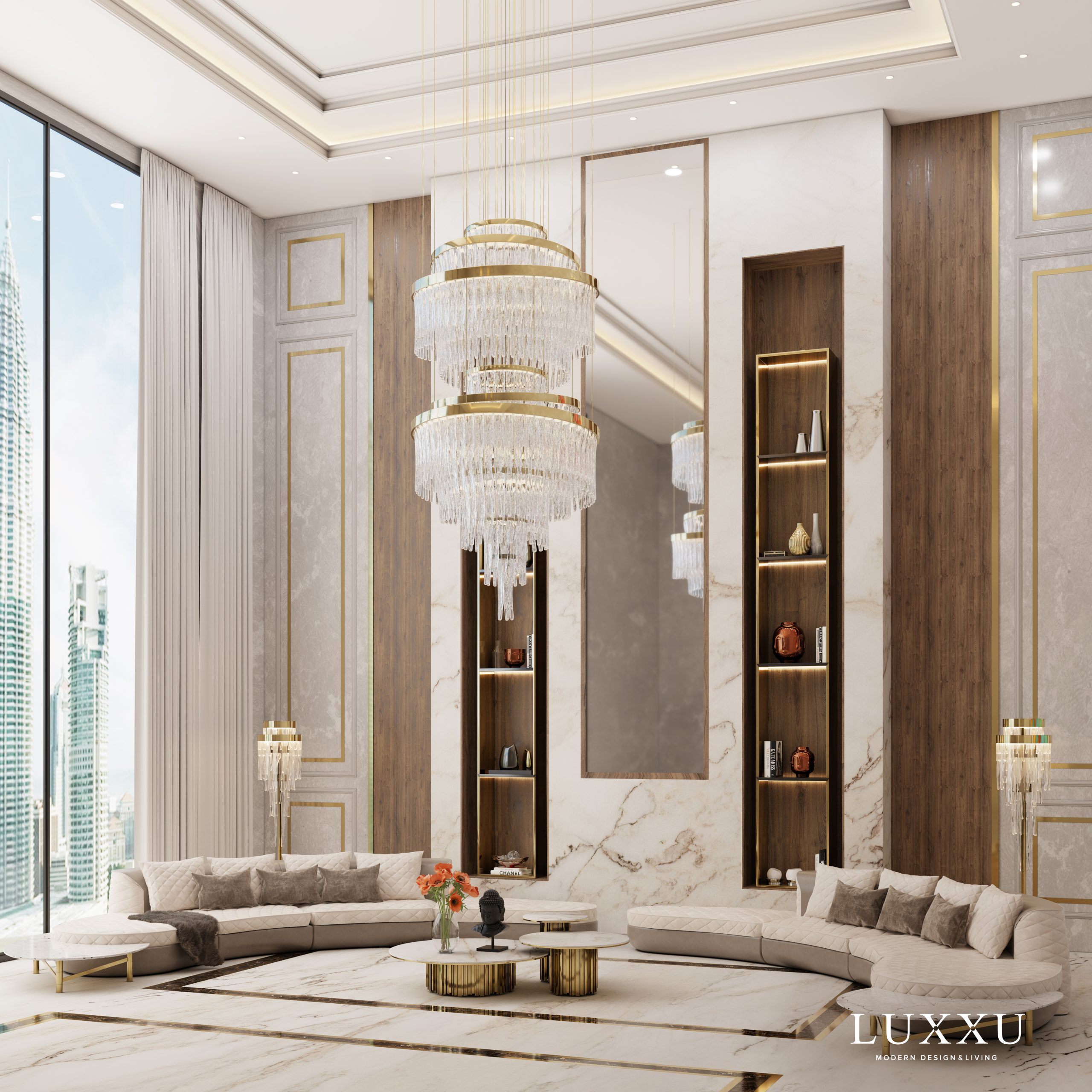 Condo In Kuala Lumpur with large crystal chandelier