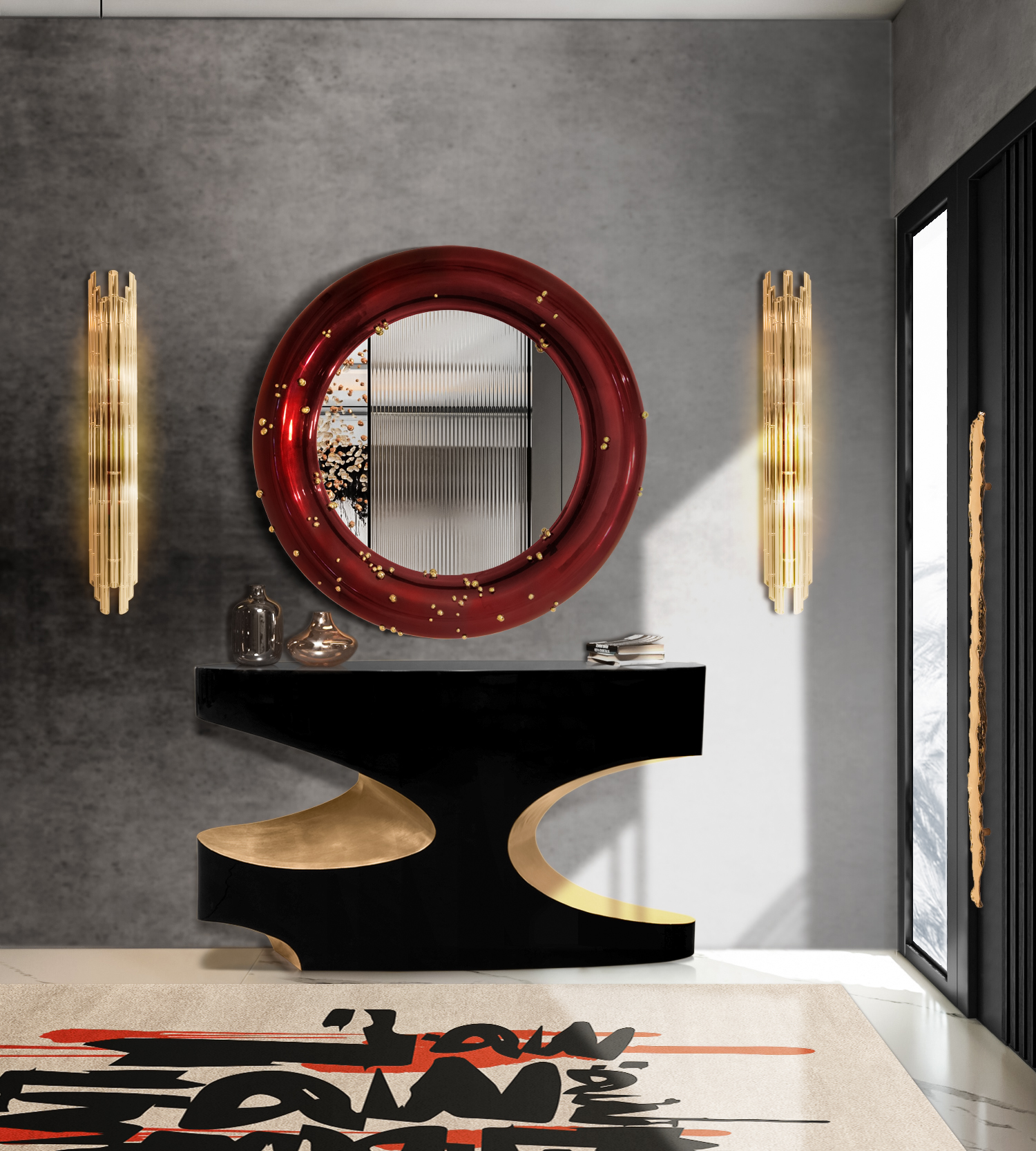 Luxury Entryways by Brabbu with BRYCE console nad BELIZE mirror