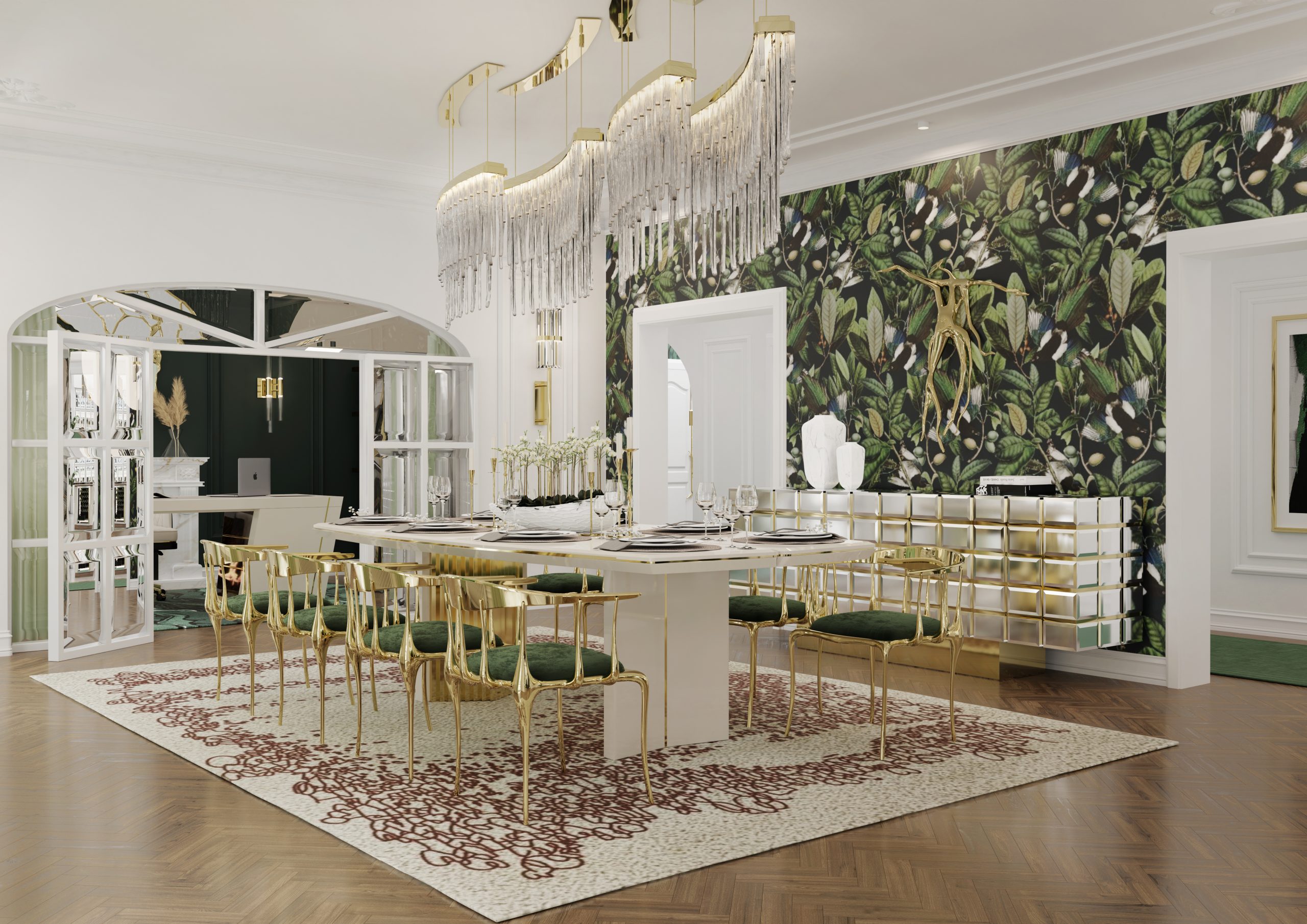 babel suspension in this dining room from the luxxu parisian apartment