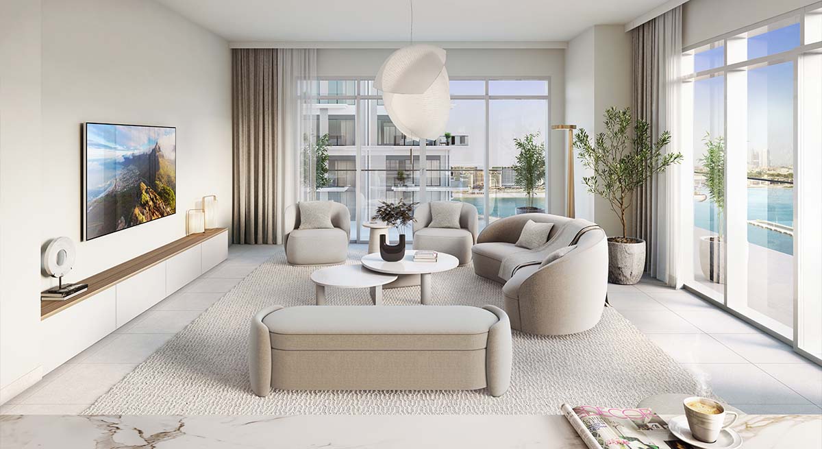 Bright-Toned Living Room Design By Emar Properties