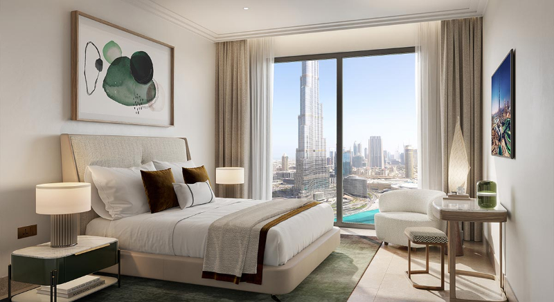 classic bedroom design with beige and brown tones and wood details by the best interior fesigners in united arab emirates