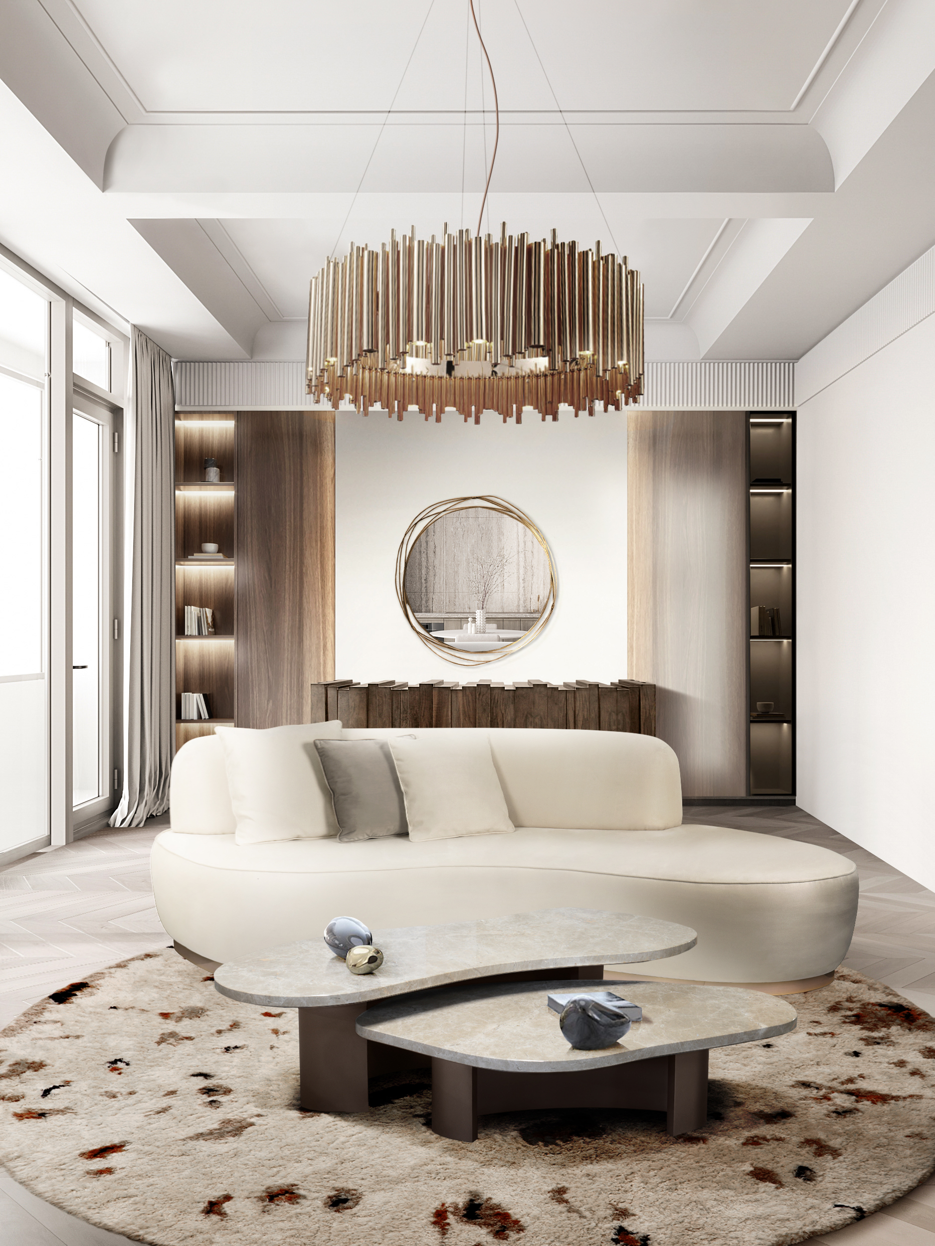 rare golden living room design
