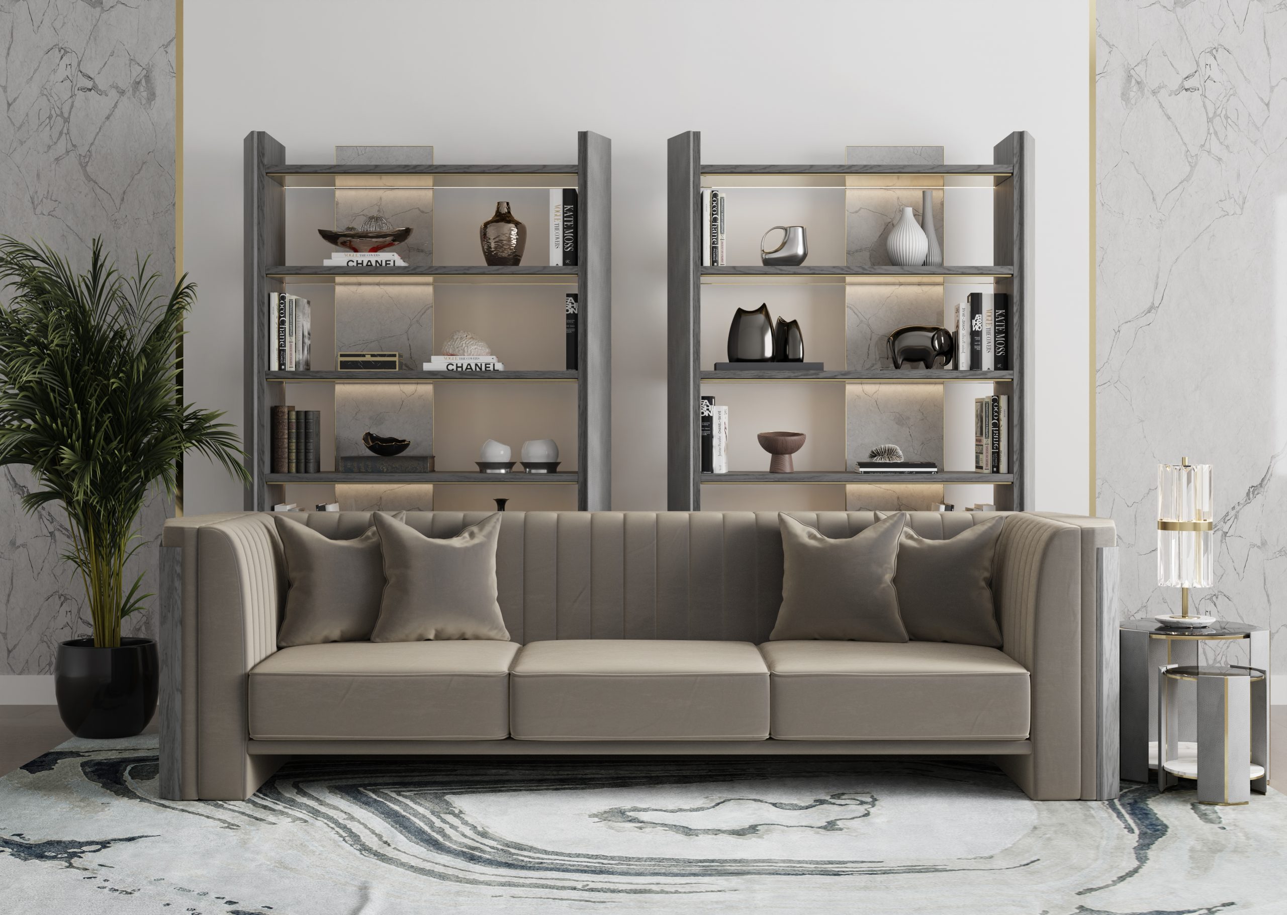 Algerone Set Side Table - Sophisticated Luxury With Geometric Lines