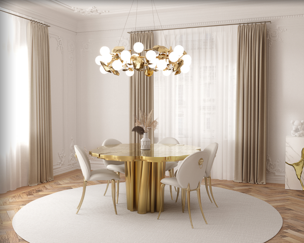 Luxury round dining table sales and chairs