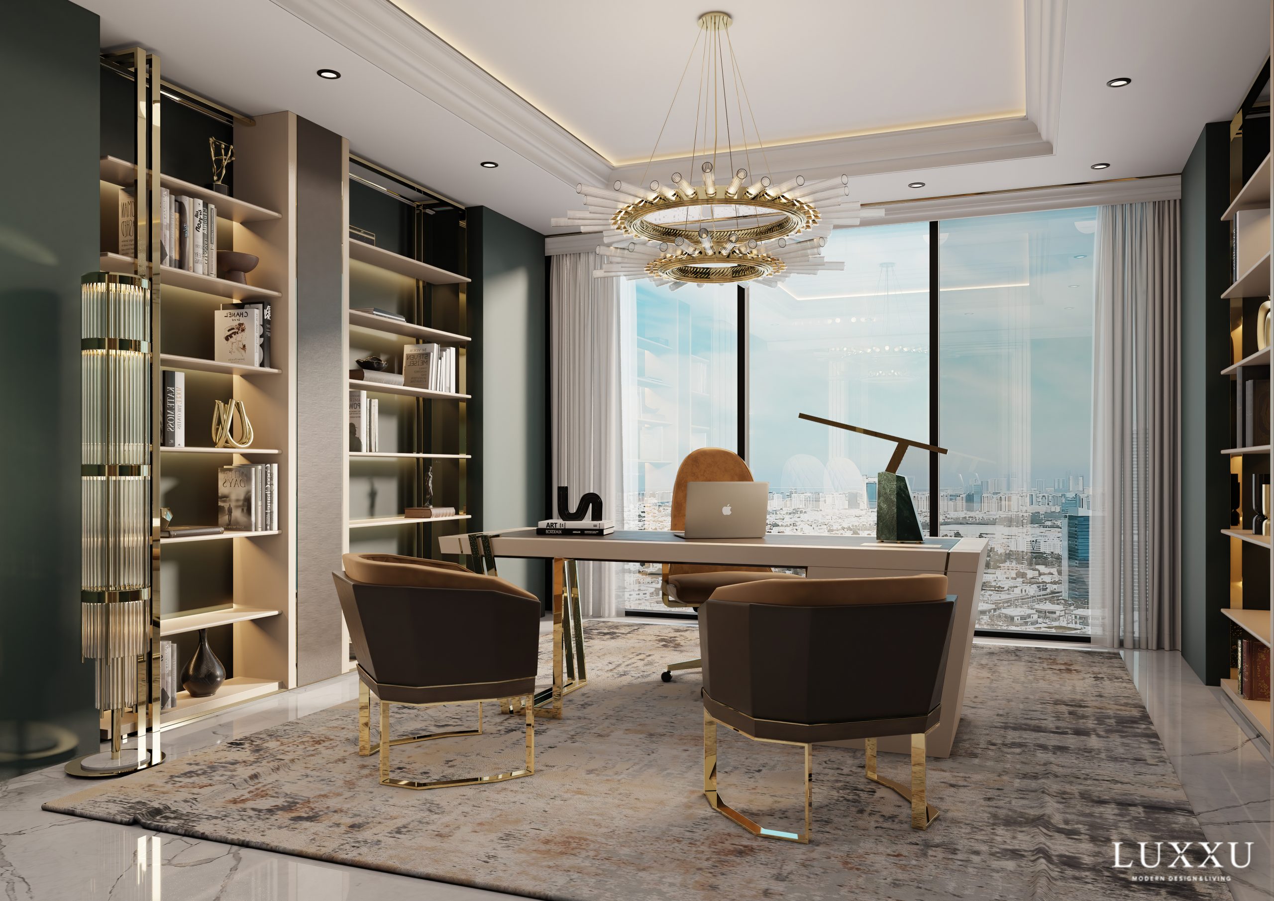 luxur home office from penthouse in Abu Dhabi